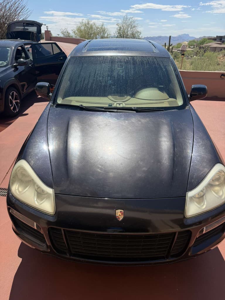 Oxidized hood clear coat before correction