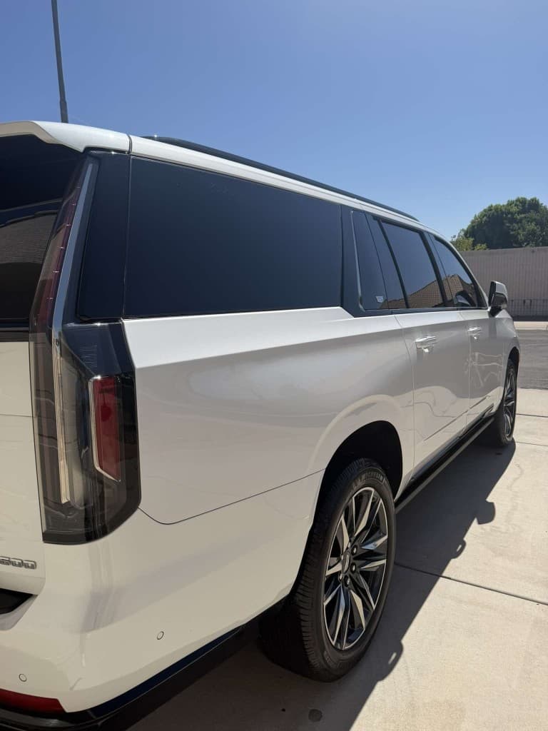 White Cadillac Escalade after full detail